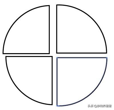 如何用ai將圓分成4份？