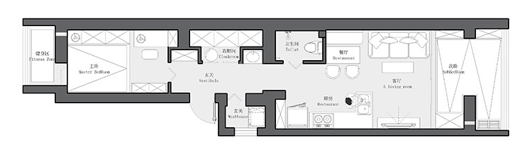一居變兩居門(mén)型海報設計尺寸，依然還能擠出衣帽間，47㎡半地下小戶(hù)型的神設計！